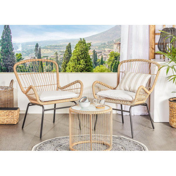 Sansibar Home 2-Sitzer Lounge-Set Frisch aus Polyrattan mit Polster